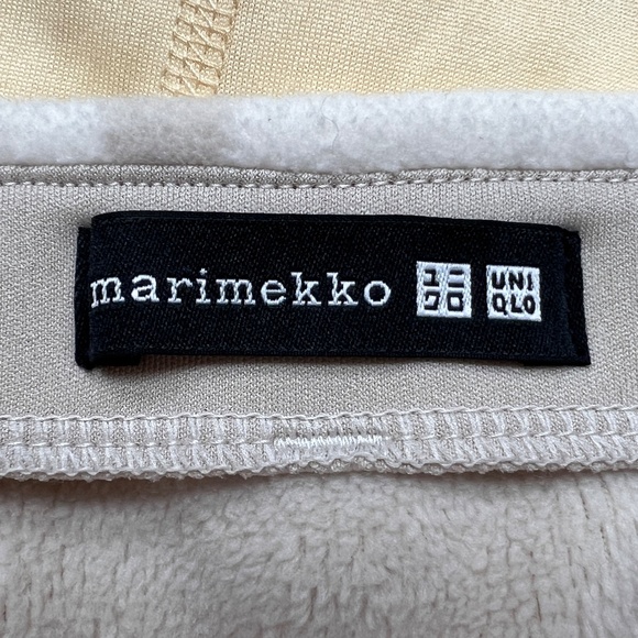 UNIQLO X Marimekko Fleece Skirt Midi Beige Tan Circles Sz L Side Pockets Pull On - Picture 4 of 4